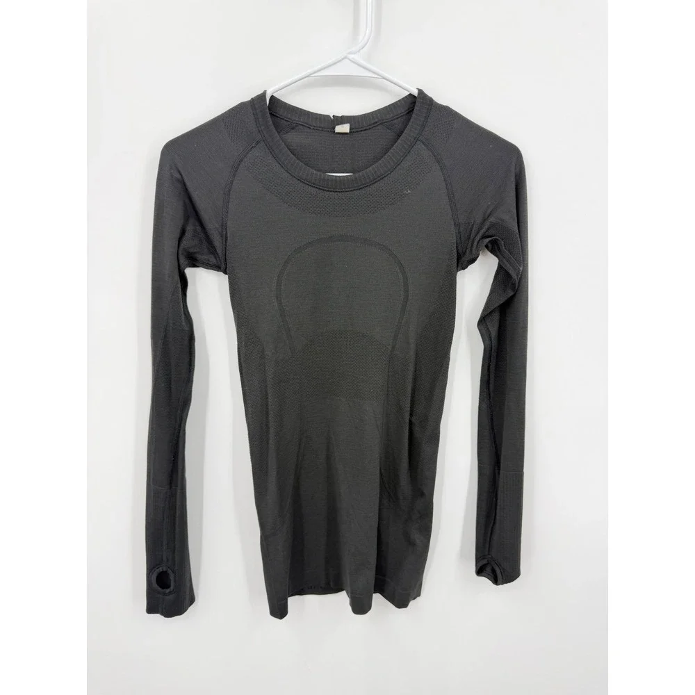 Lululemon Swiftly Tech Long Sleeve Shirt Womens 2‎ Black Athletic Running Snag